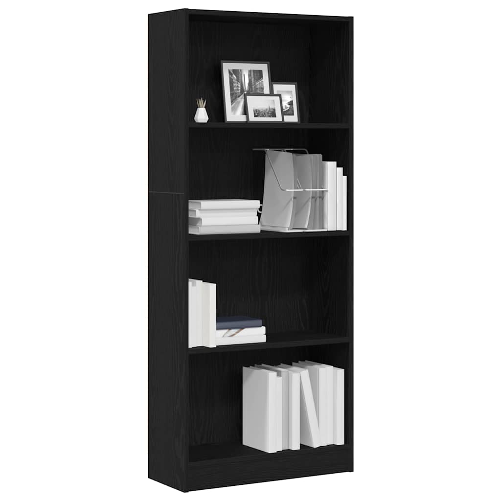 vidaXL Βιβλιοθήκη Μαύρη δρυς 60 x 24 x 143 εκ Επεξεργασμένο ξύλο