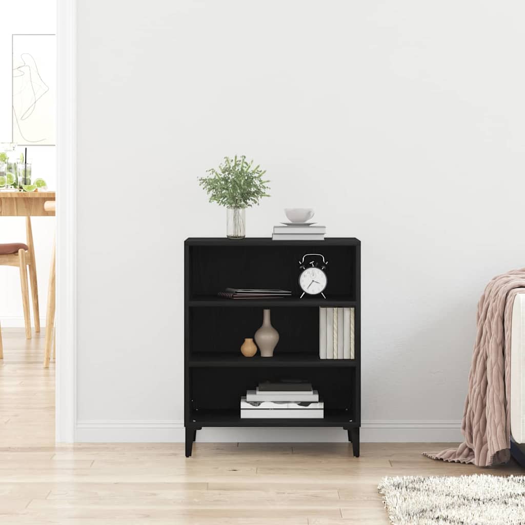 vidaXL Πλαϊνό γραφείο Μαύρη Οξυά 57 x 35 x 70 εκ Επεξεργασμένο ξύλο