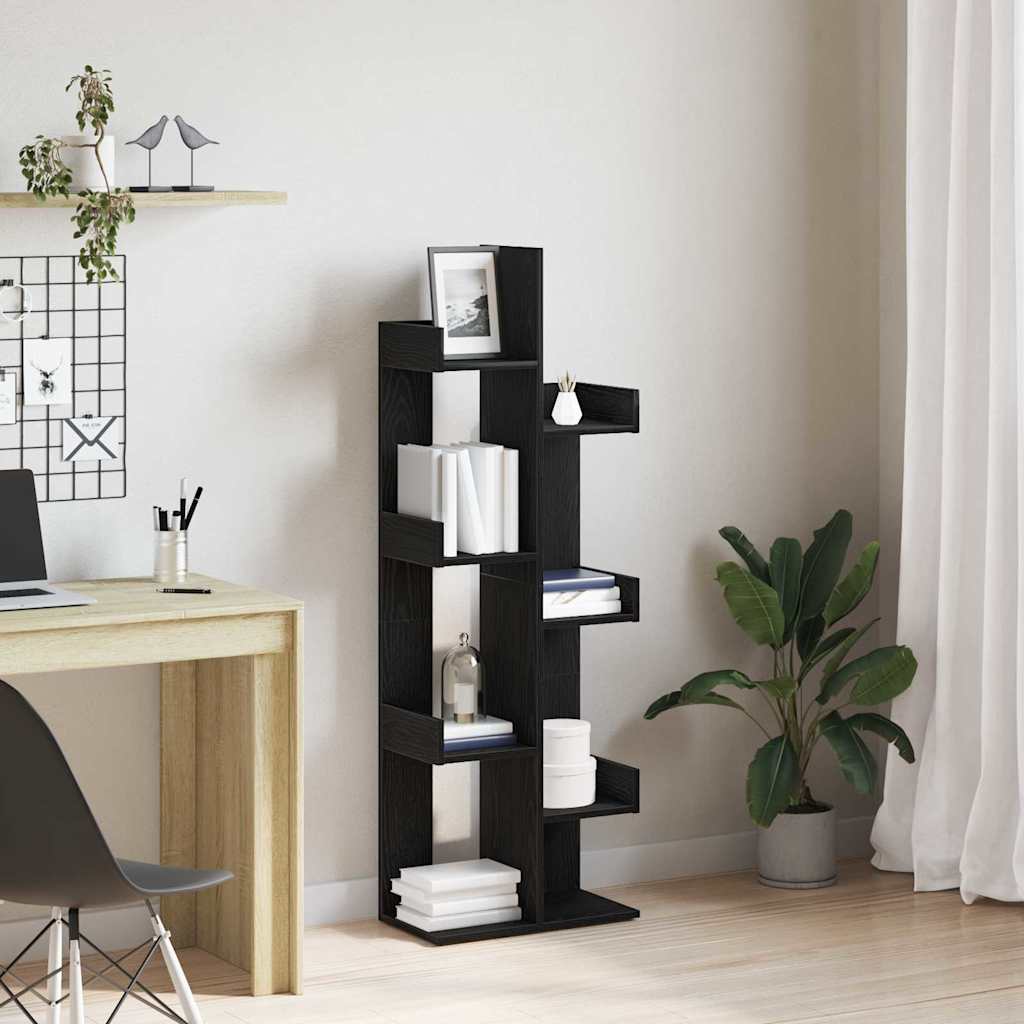 vidaXL Βιβλιοθήκη Μαύρη Οξυά 48 x 25,5 x 140 εκ Επεξεργασμένο ξύλο