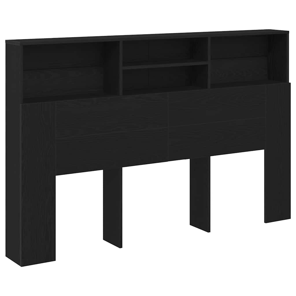 vidaXL Κρεβάτι με Κεφαλάρι με ράφι Μαύρη δρυς 160 x 19 x 103.5 cm