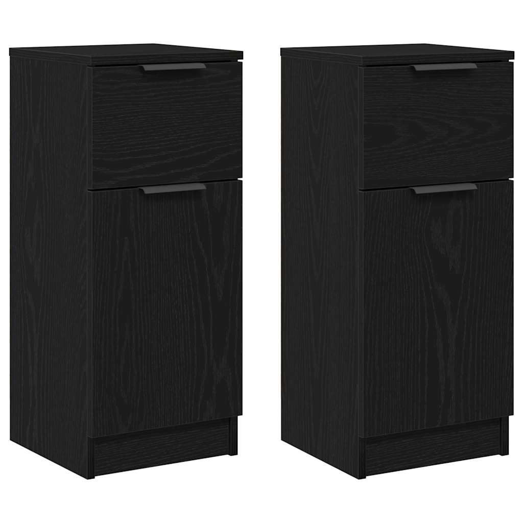 vidaXL Πλαϊνό γραφείο με συρτάρι 2 pcs Μαύρη Οξυά 30 x 30 x 70 εκ.