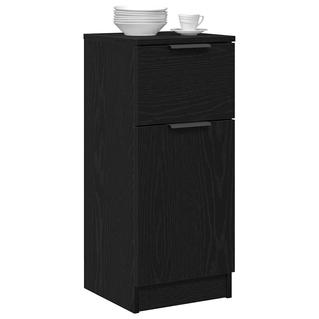 vidaXL Πλαϊνό γραφείο με συρτάρι 2 pcs Μαύρη Οξυά 30 x 30 x 70 εκ.