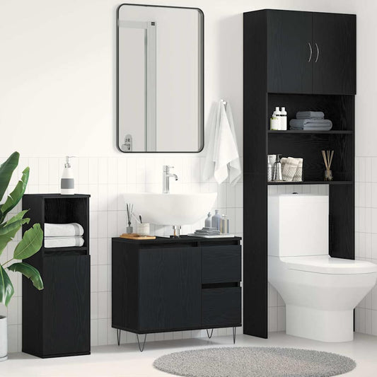 vidaXL Ντουλάπα Νιπτήρα Mπάνιου Μαύρη Οξυά 65 x 33 x 60 εκ