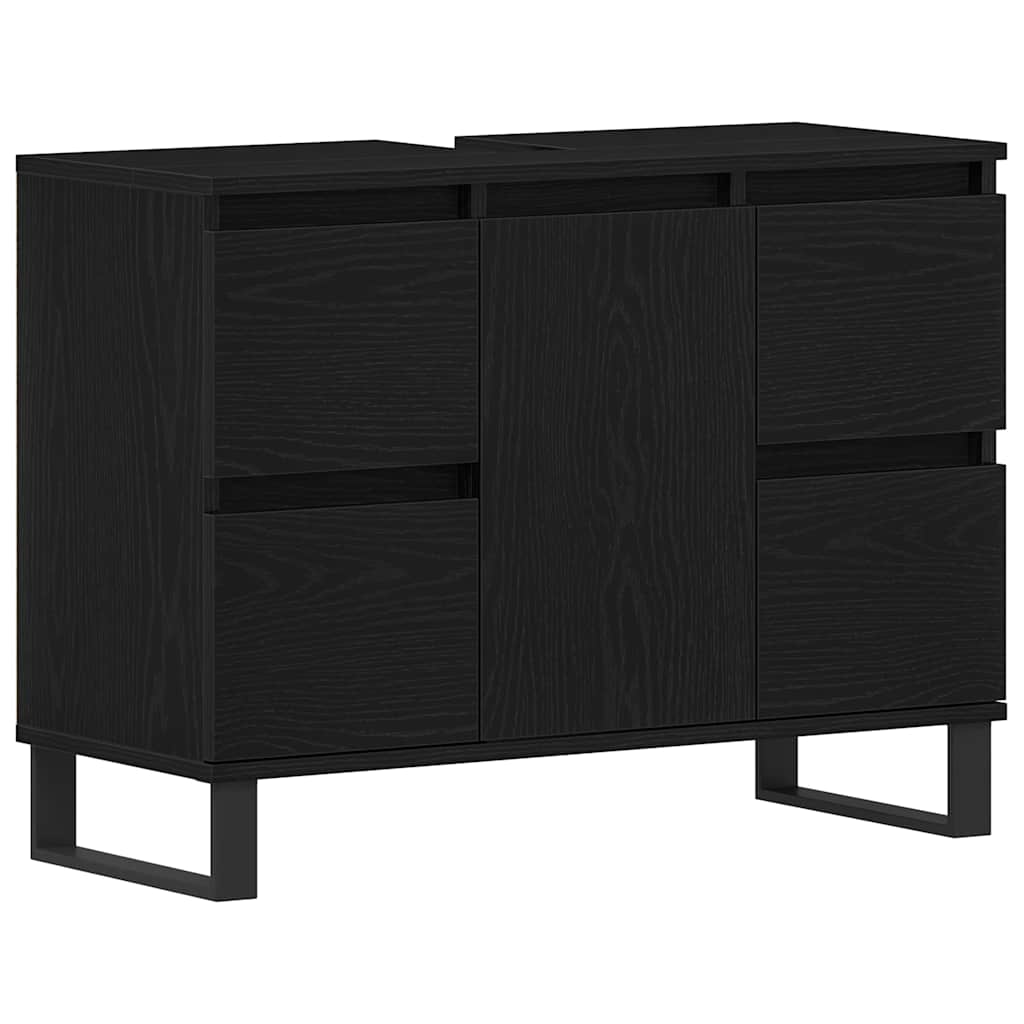 vidaXL Ντουλάπι Μπάνιου Μαύρη Οξυά 80 x 33 x 60 εκ Επεξεργασμένο ξύλο