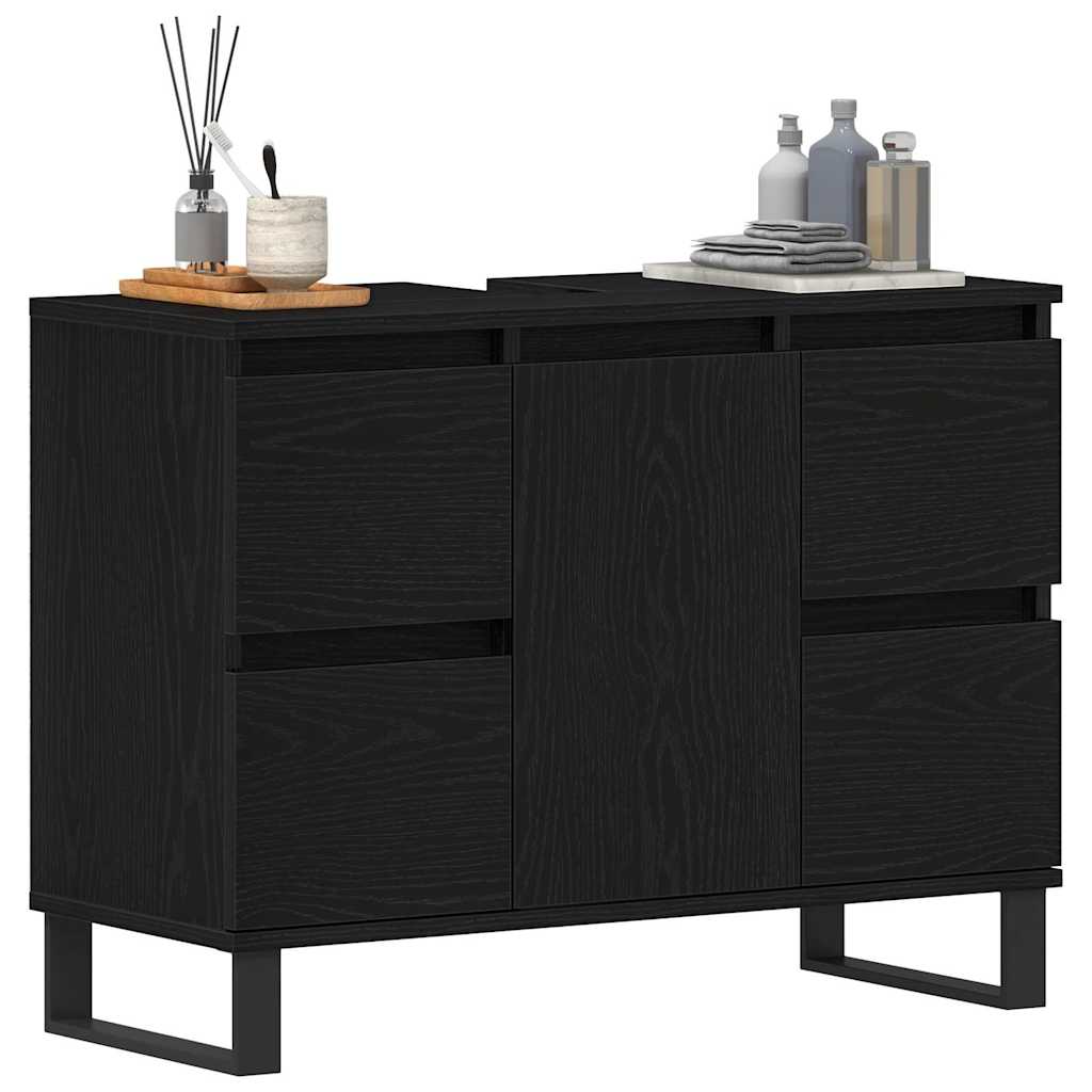 vidaXL Ντουλάπι Μπάνιου Μαύρη Οξυά 80 x 33 x 60 εκ Επεξεργασμένο ξύλο