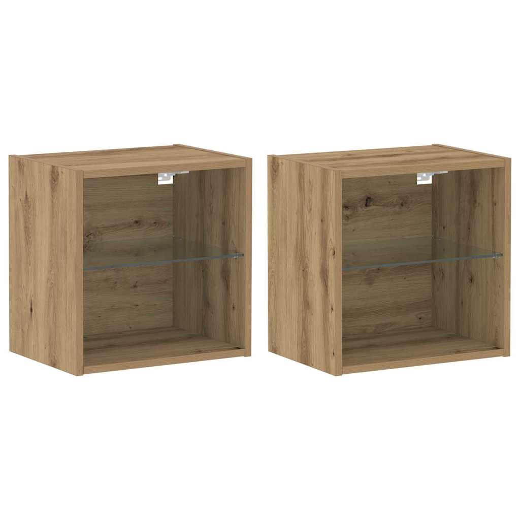 vidaXL Πλωτό ράφι 2 pcs Καφέ 40 x 28.5 x 40 εκ Επεξεργασμένο ξύλο