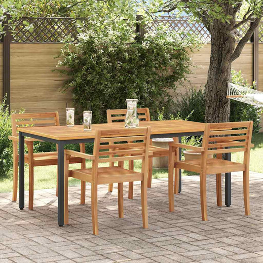 vidaXL Εξωτερικό Τραπέζι Φυσικό και Μαύρο 180 x 90 x 75 cm