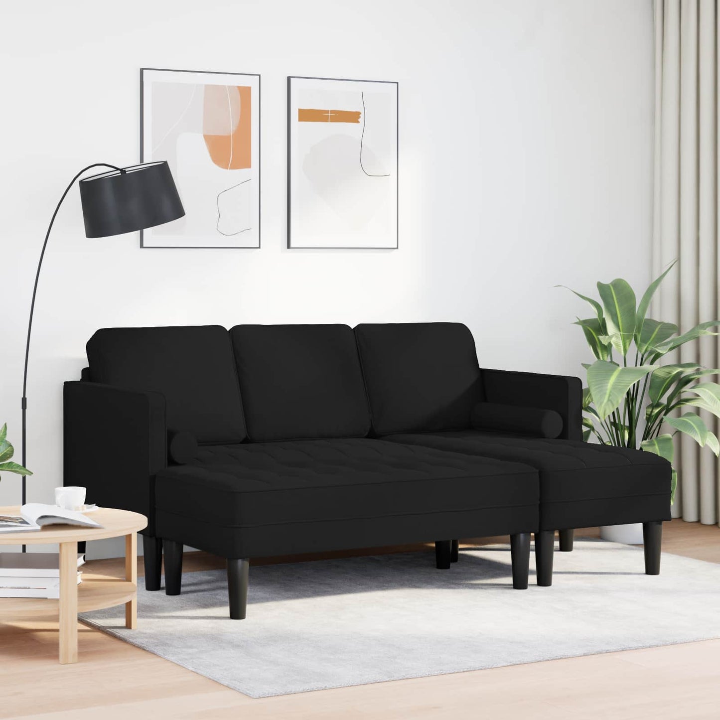 vidaXL Σετ Καναπέ με μαξιλάρι 2 pcs Μαύρο Πολυεστέρας
