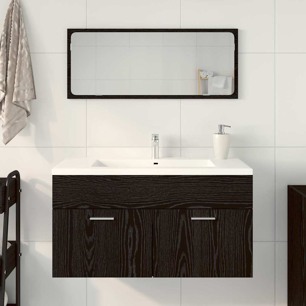 vidaXL Σετ Επίπλων Μπάνιου 2 pcs Μαύρη Οξυά Επεξεργασμένο ξύλο