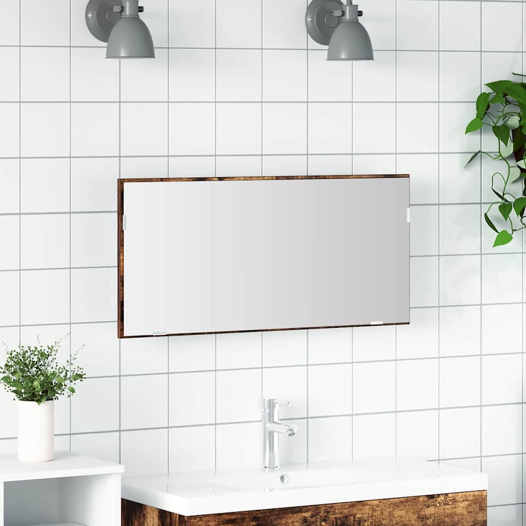vidaXL Καθρέφτης Μπάνιου Καφέ 80 x 8.5 x 37 εκ Επεξεργασμένο ξύλο