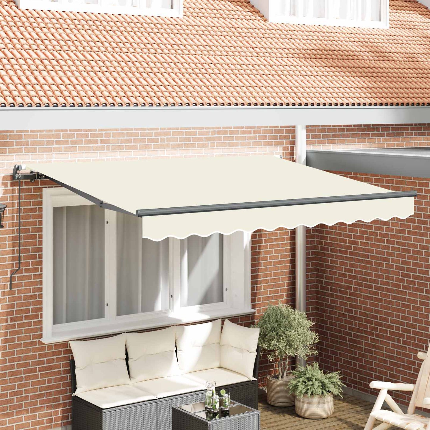 vidaXL Αναδιπλούμενη τέντα Κρεμ 250 x 200 cm ύφασμα