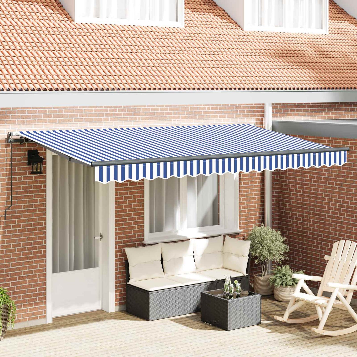 vidaXL Αναδιπλούμενη τέντα Μπλε 350 x 200 cm ύφασμα