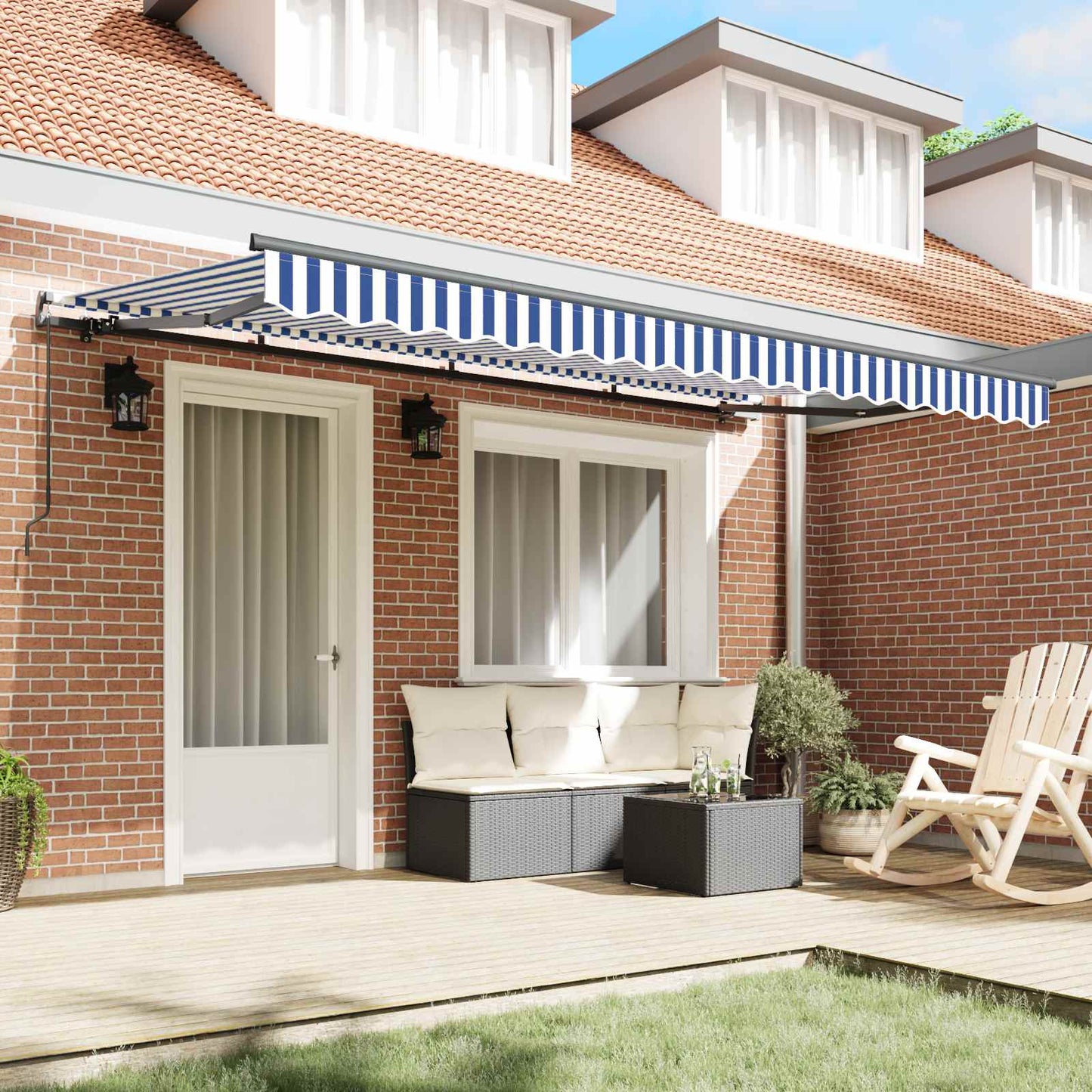 vidaXL Αναδιπλούμενη τέντα Μπλε 350 x 200 cm ύφασμα
