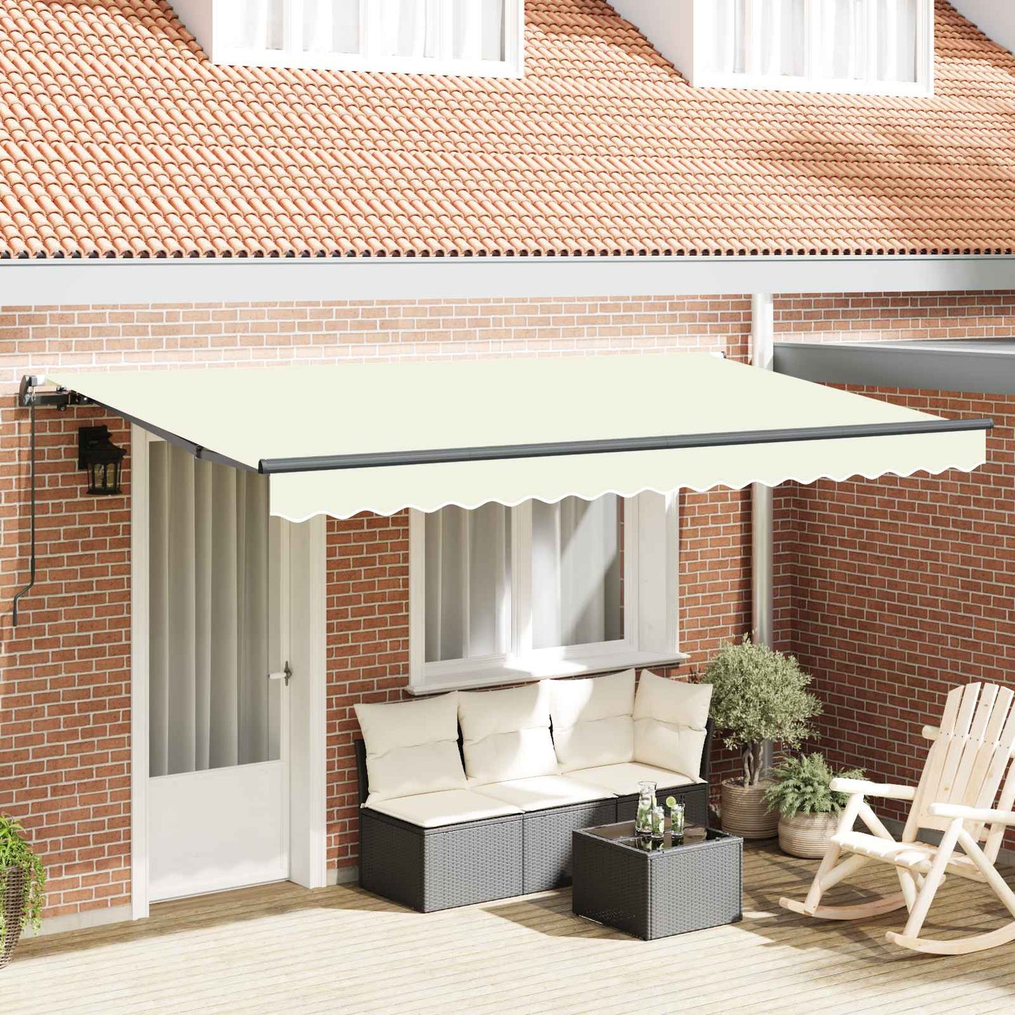 vidaXL Αναδιπλούμενη τέντα Κρεμ 350 x 200 cm ύφασμα