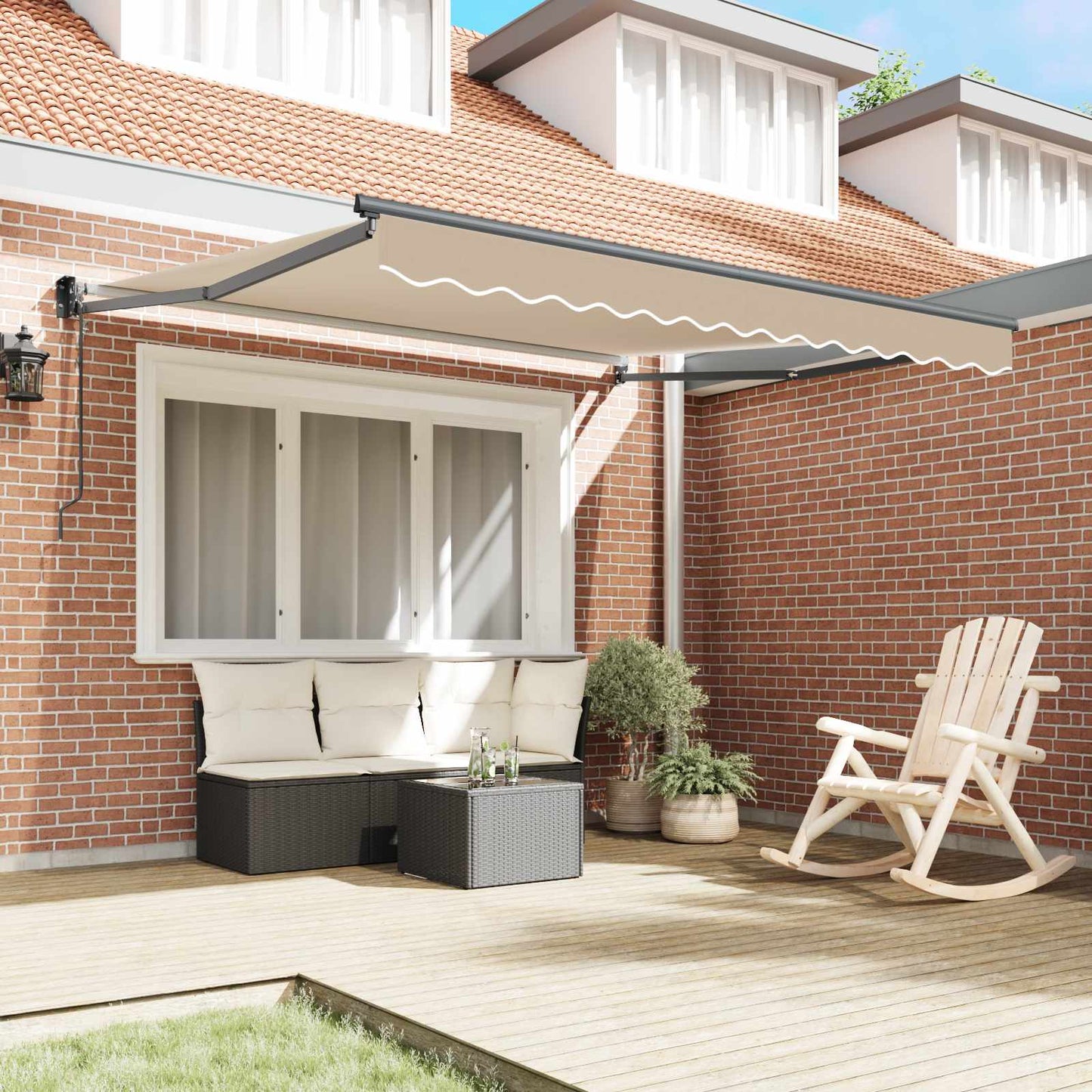 vidaXL Electric Awning 3 x 2,5 m Μπεζ 100% Polyester