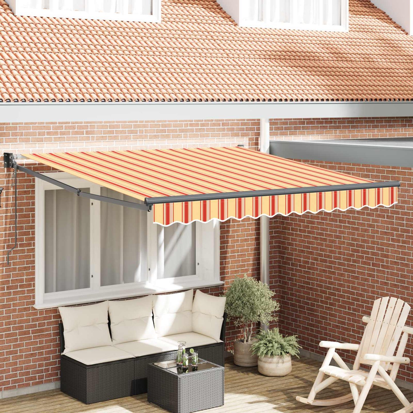 vidaXL Electric Awning 3,5 x 2,5 m Κίτρινες και πορτοκαλί ρίγες