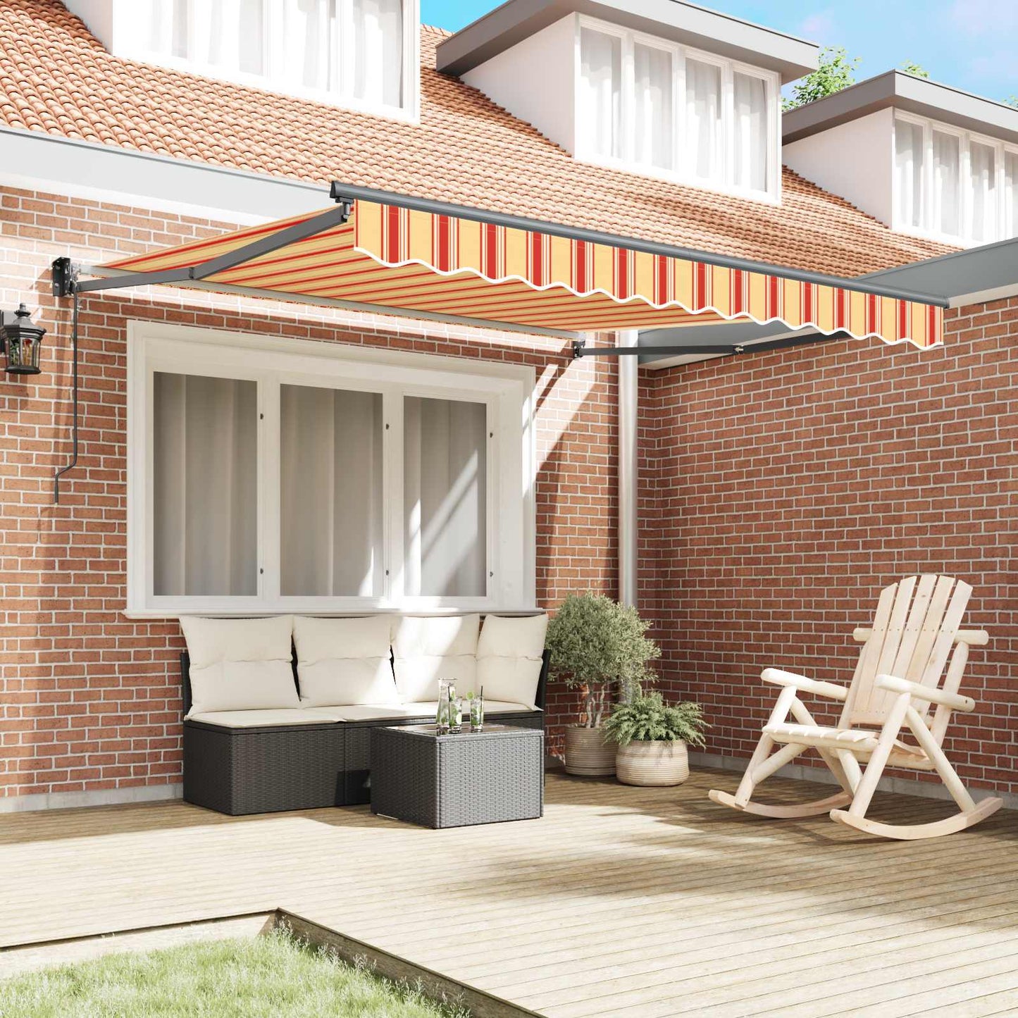 vidaXL Electric Awning 3,5 x 2,5 m Κίτρινες και πορτοκαλί ρίγες