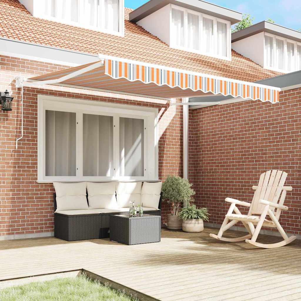 vidaXL Electric Awning 3,5 x 2,5 m Πορτοκαλί γκρι μπλε και λευκό ριγέ