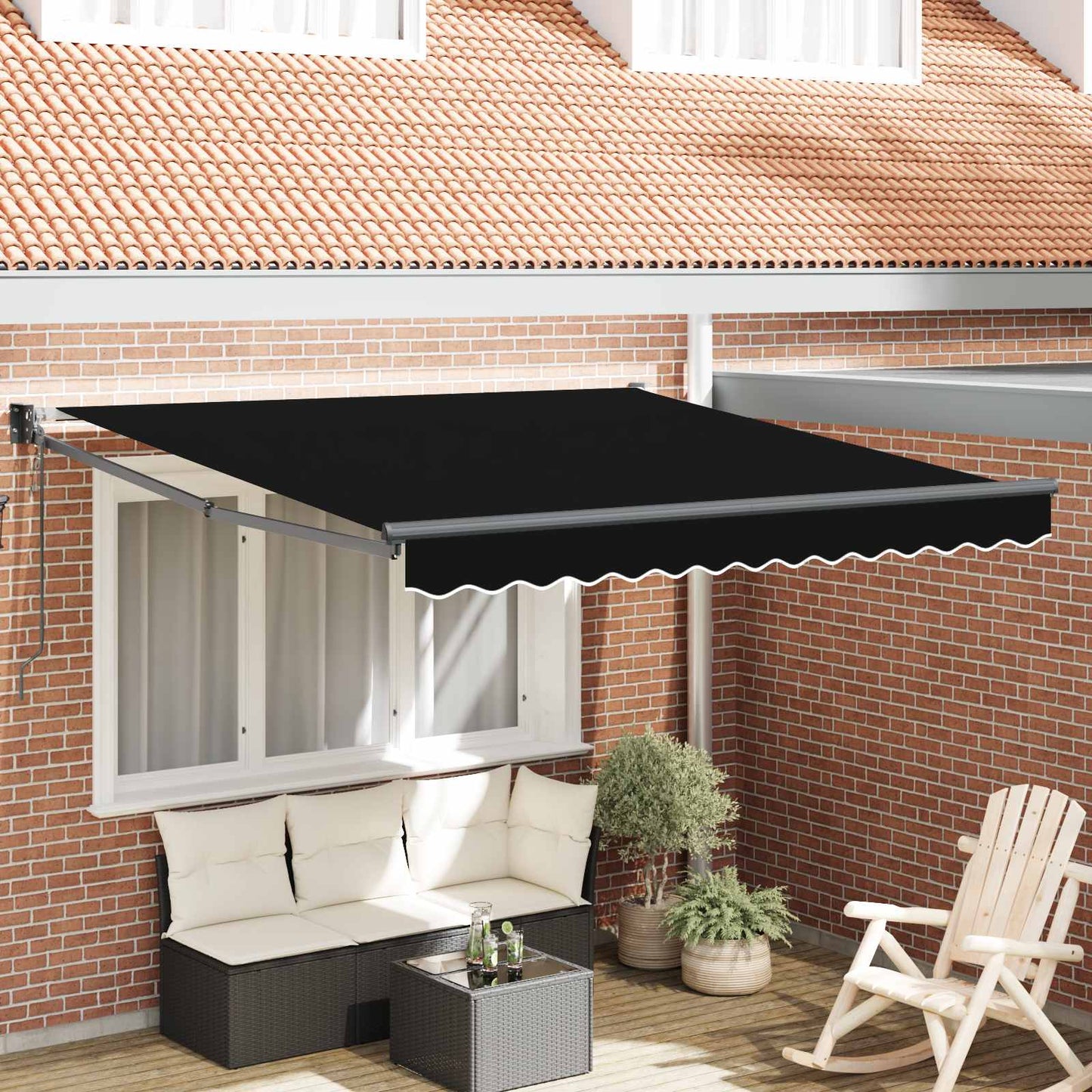 vidaXL Electric Awning 3,5 x 2,5 m Μαύρο 100% Polyester