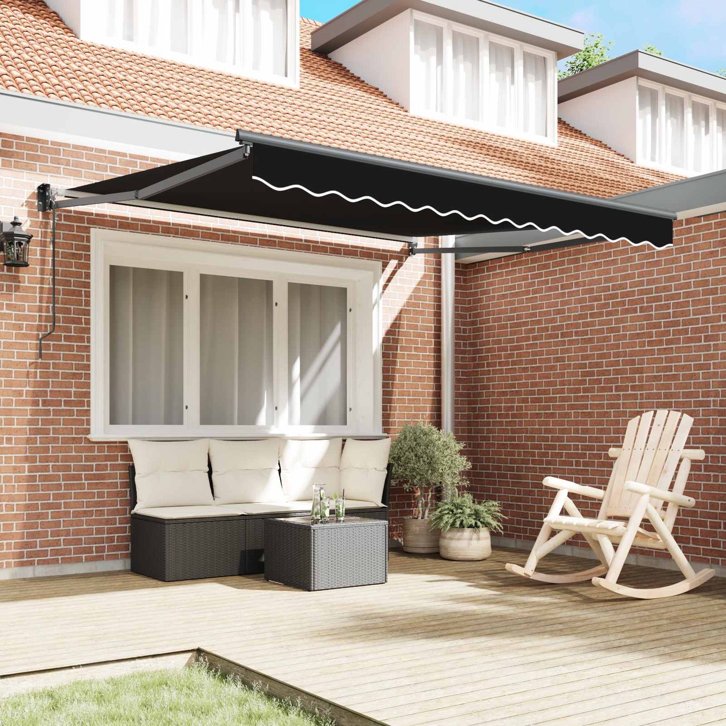 vidaXL Electric Awning 3,5 x 2,5 m Μαύρο 100% Polyester