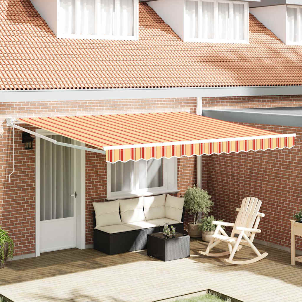 vidaXL Electric Awning 4 x 3 m Κίτρινες και πορτοκαλί ρίγες