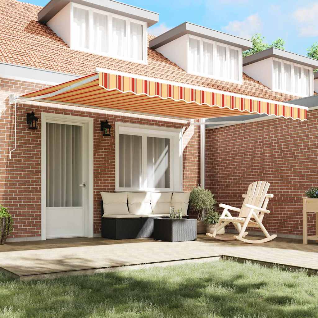 vidaXL Electric Awning 4 x 3 m Κίτρινες και πορτοκαλί ρίγες