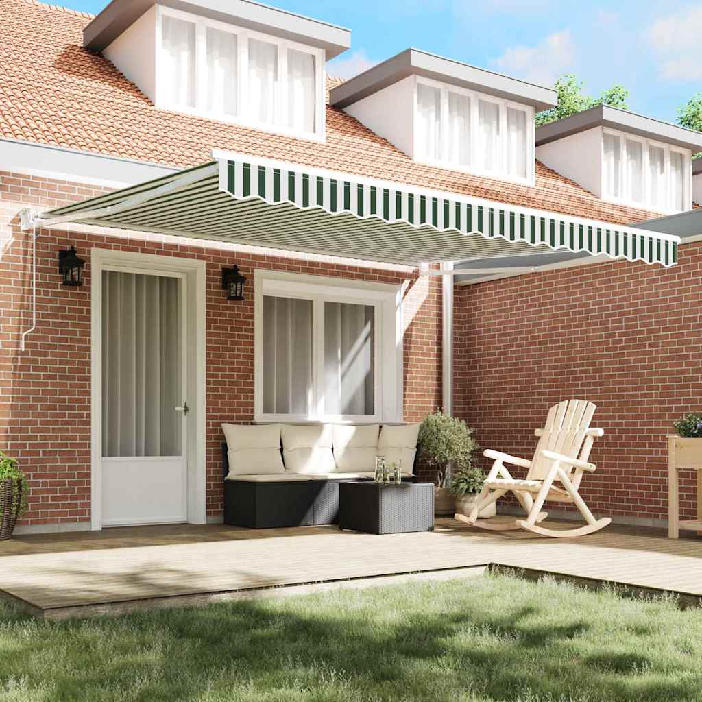 vidaXL Electric Awning 4 x 3 m Πράσινο και λευκό ριγέ 100% Polyester