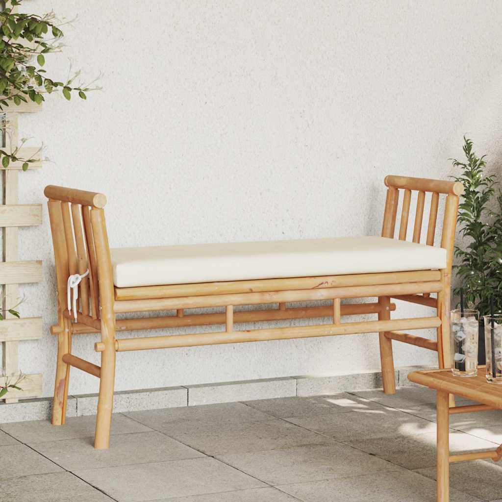 vidaXL Παγκάκι κήπου με μαξιλάρι Καφέ 110 x 38 x 65εκ Μπαμπού
