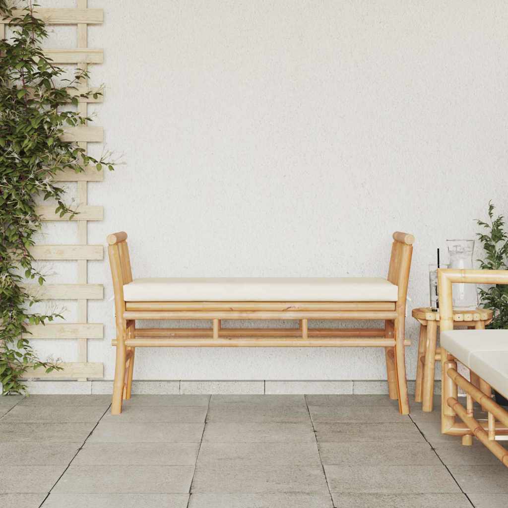 vidaXL Παγκάκι κήπου με μαξιλάρι Καφέ 110 x 38 x 65εκ Μπαμπού