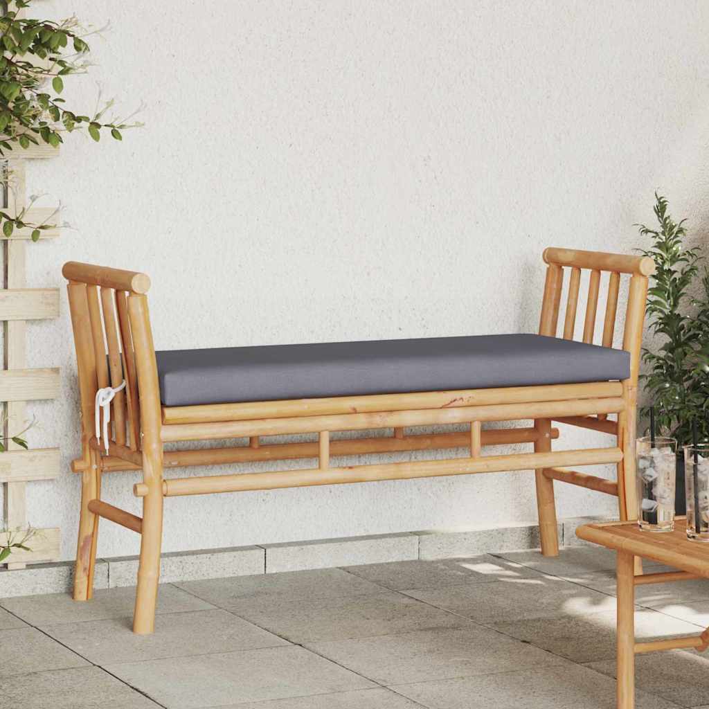 vidaXL Παγκάκι κήπου με μαξιλάρι Καφέ 110 x 38 x 65εκ Μπαμπού