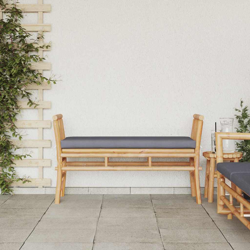 vidaXL Παγκάκι κήπου με μαξιλάρι Καφέ 110 x 38 x 65εκ Μπαμπού