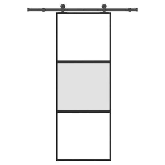vidaXL Συρόμενη πόρτα με σετ υλικού 76x205 cm από γυαλί&Αλουμίνιο