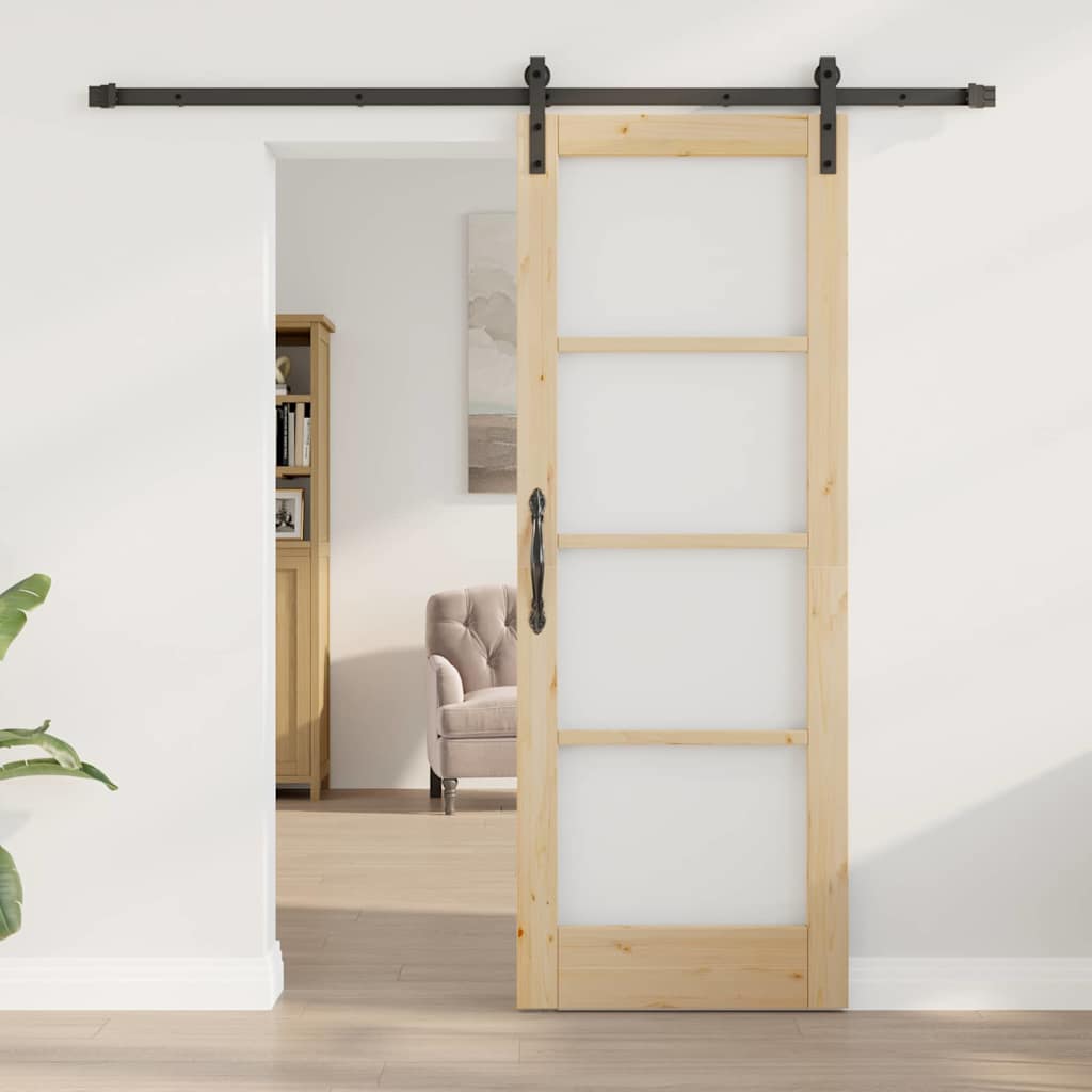 vidaXL Συρόμενη Πόρτα ORKDAL Φυσικό και Μαύρο 73,5 x 198,5 εκ.