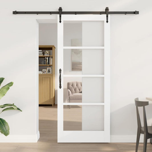 vidaXL Συρόμενη Πόρτα 83 x 202 εκ. Μασίφ ξύλο πεύκου και γυαλί
