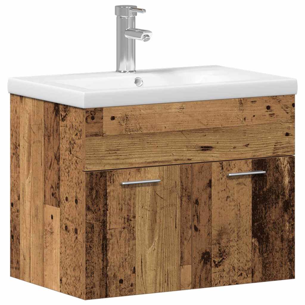 vidaXL Σετ Άλλο Καφέ, Λευκό 60 x 38.5 x 46 cm Στερεό ξύλο, Κεραμικό