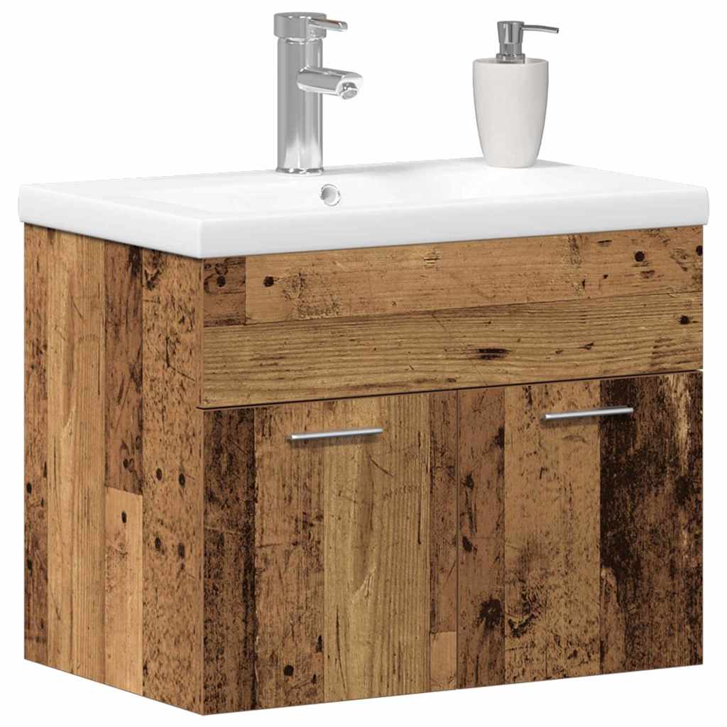 vidaXL Σετ Άλλο Καφέ, Λευκό 60 x 38.5 x 46 cm Στερεό ξύλο, Κεραμικό