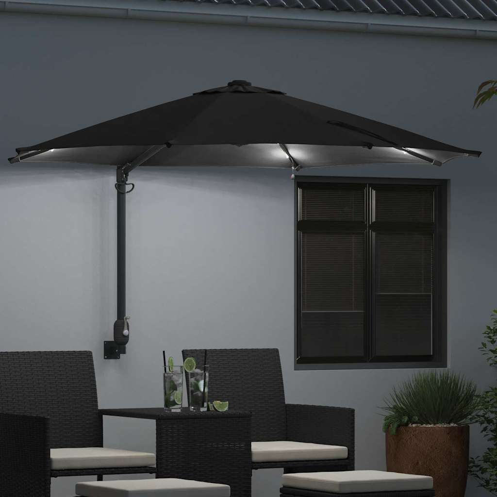 vidaXL Ομπρέλα Κήπου 248 x 248 x 148 εκ. Πολυεστέρας και Χάλυβας Μαύρο