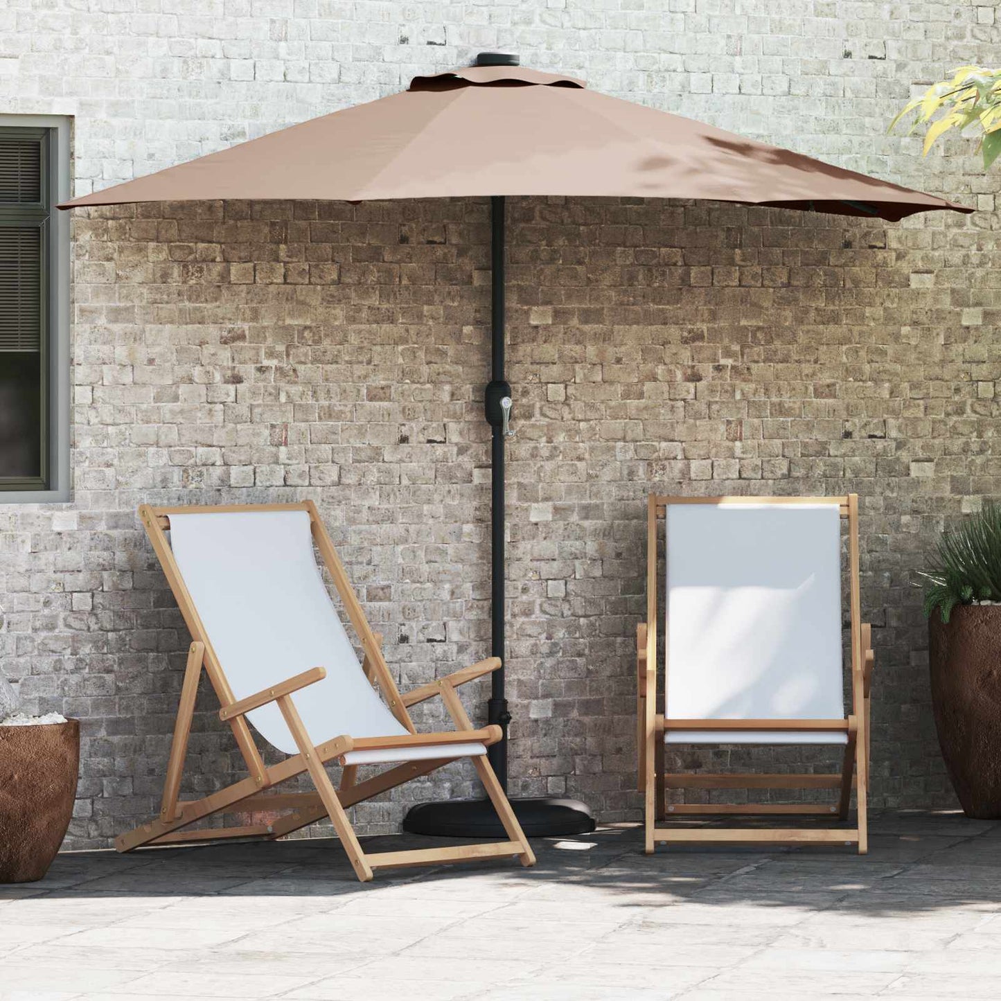 vidaXL Ομπρέλα Κήπου Taupe 294 x 150 x 224 εκ Πολυεστέρας και Χάλυβας