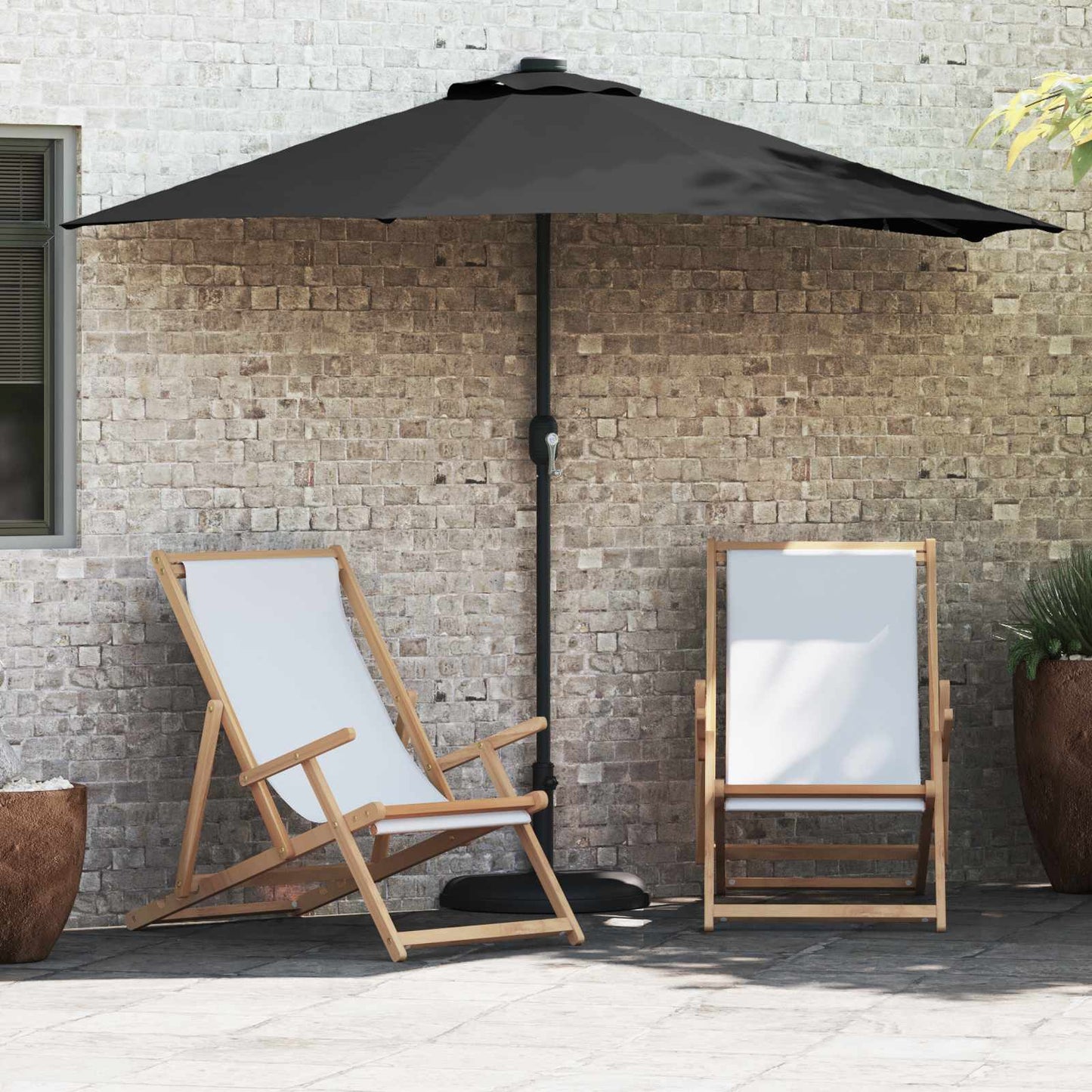 vidaXL Ομπρέλα Κήπου 294 x 150 x 224 εκ Πολυεστέρας και Χάλυβας Μαύρο
