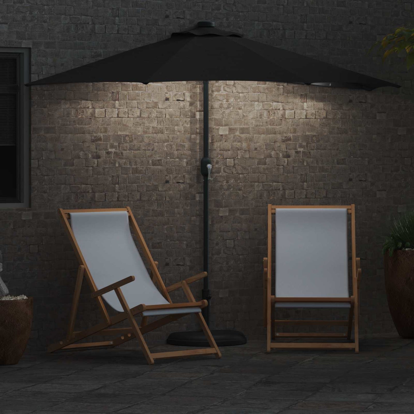 vidaXL Ομπρέλα Κήπου 294 x 150 x 224 εκ Πολυεστέρας και Χάλυβας Μαύρο