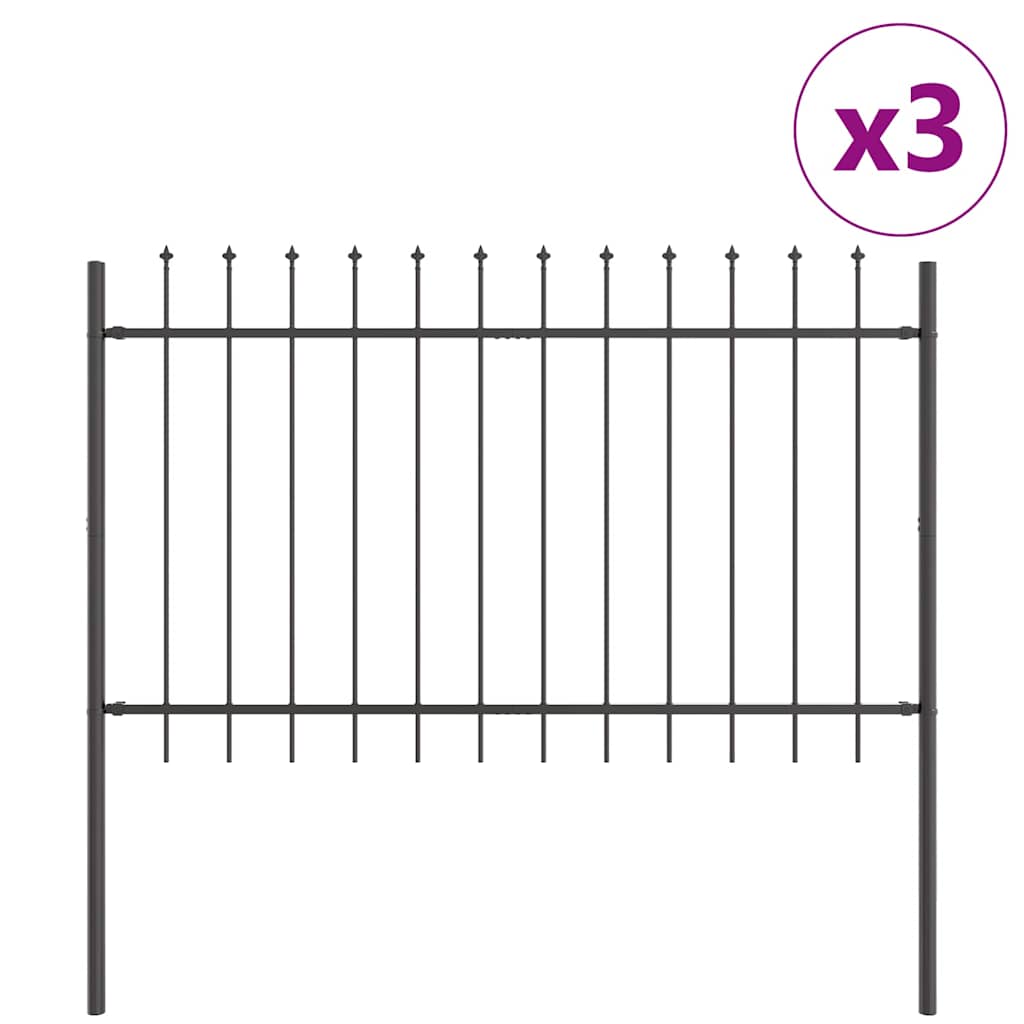 vidaXL Φράκτης κήπου με αιχμές - Γκρι - 5,1 μ x 0,8 μ - Χάλυβας