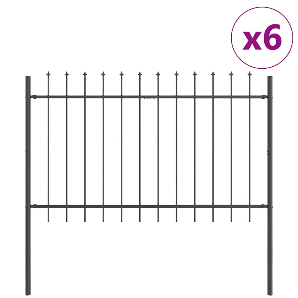 vidaXL Φράχτης Κήπου με Ακίδες, Γκρίζος, 10.2x0.8 μ, Χάλυβας