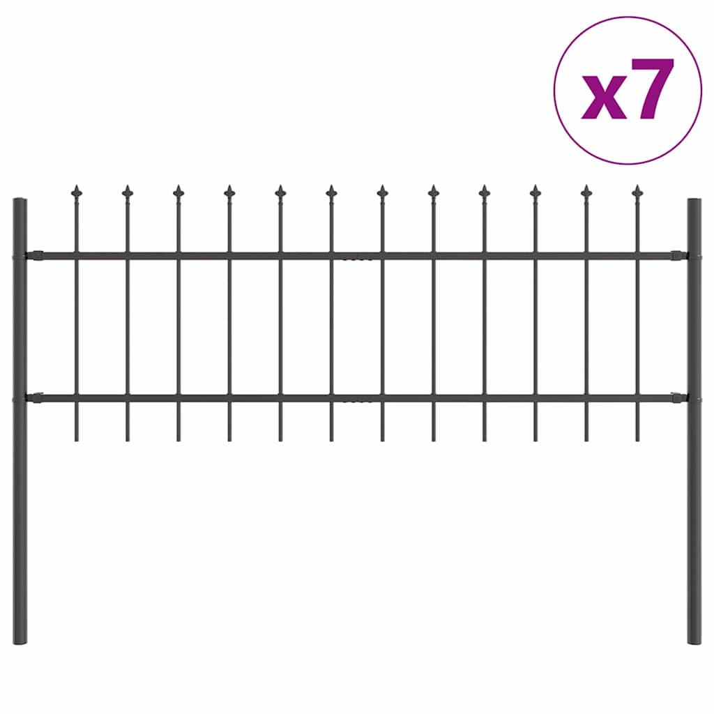 vidaXL Πλαίσιο Κήπου με Κορυφή Λεπίδας - Γκρι, 11.9 x 0.6 μ, Χάλυβας