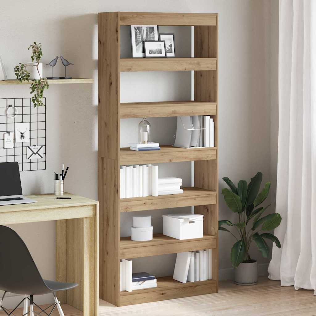 vidaXL Βιβλιοθήκη artisan δρυς 80 x 30 x 198 εκ Επεξεργασμένο ξύλο