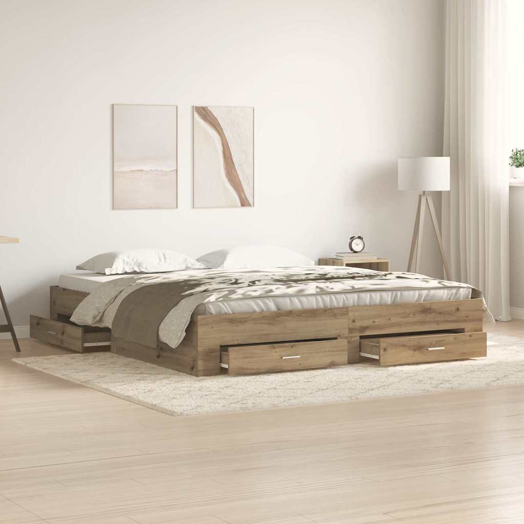 vidaXL Σκελετός Κρεβατιού Artisan Oak 180 x 200 cm Επεξεργασμένο Ξύλο