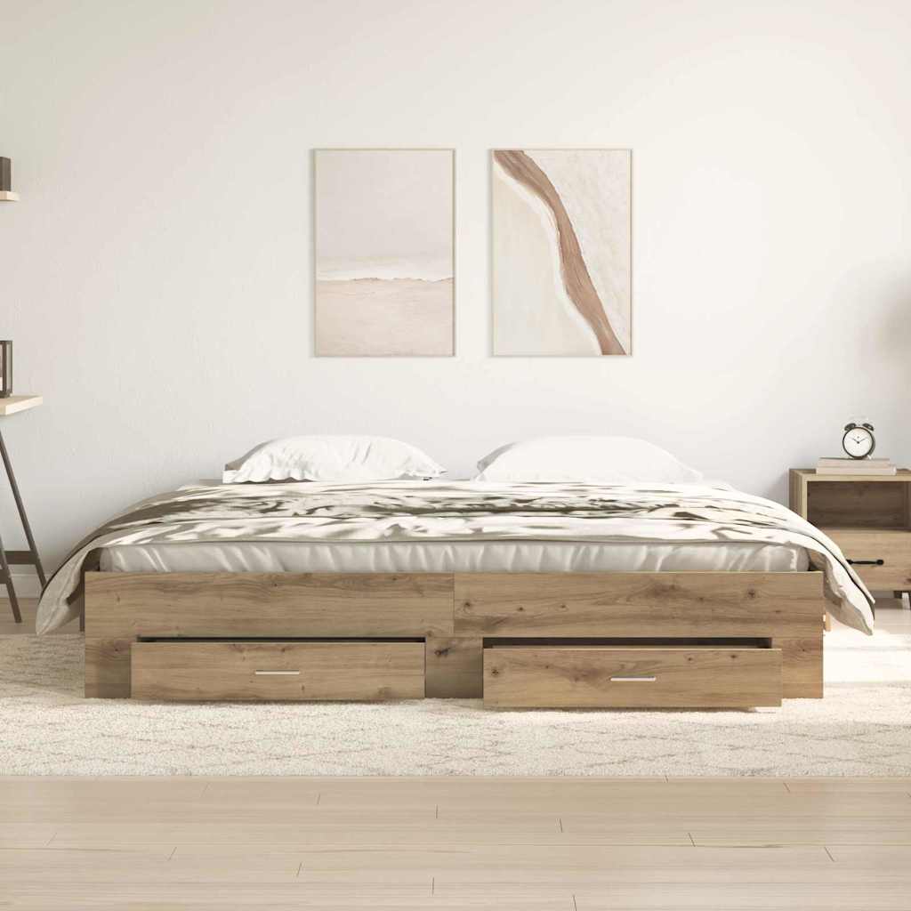 vidaXL Σκελετός Κρεβατιού Artisan Oak 180 x 200 cm Επεξεργασμένο Ξύλο