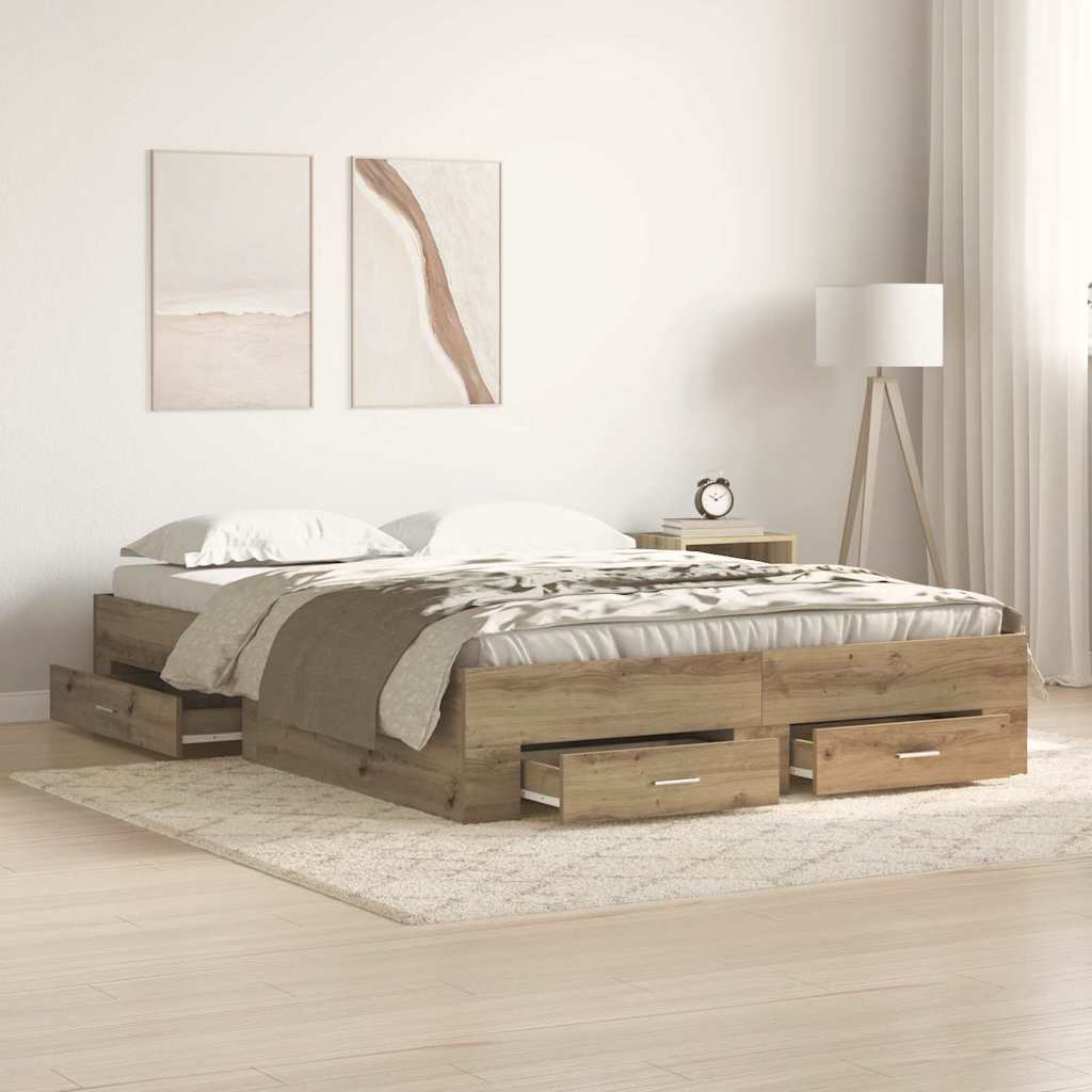 vidaXL Σκελετός Κρεβατιού Artisan Oak 140 x 190 cm Επεξεργασμένο Ξύλο