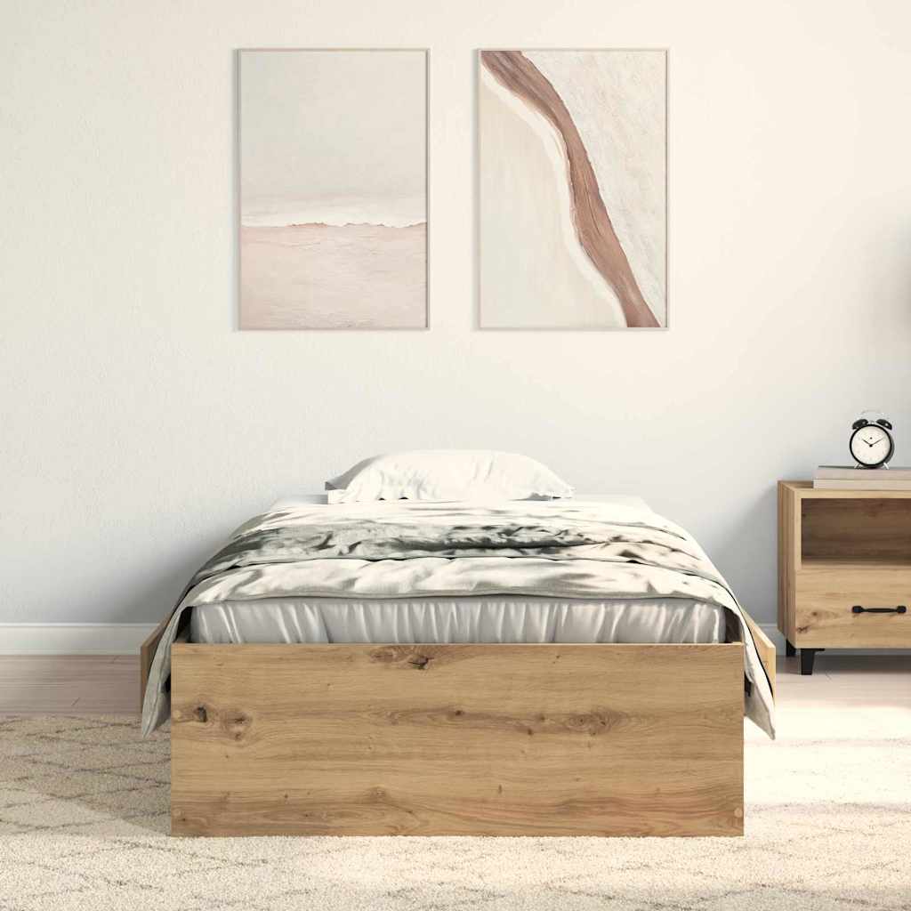 vidaXL Κρεβάτι Artisan Oak 90x190 εκ. Επεξεργασμένο Ξύλο