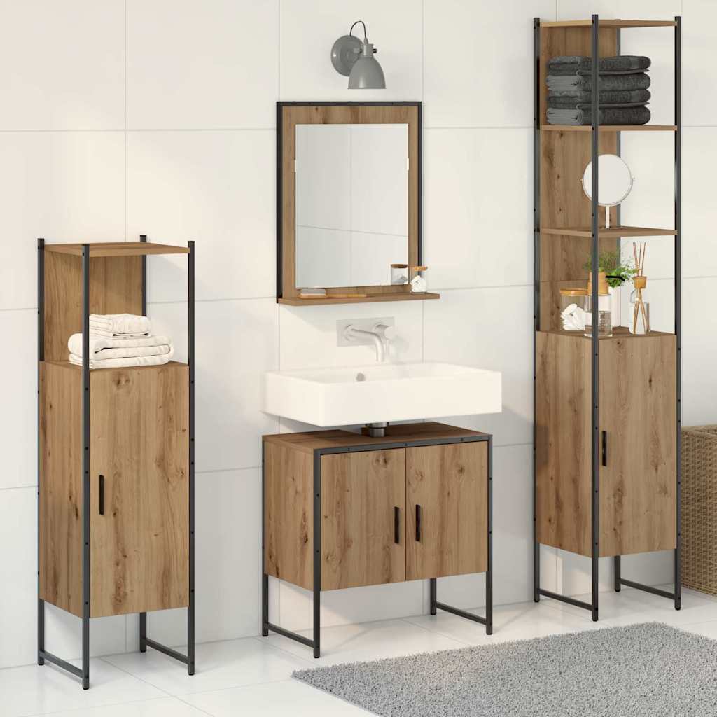 vidaXL Σετ Επίπλων Μπάνιου με αποθήκευση 4 pcs Καφέ 33 x 33 x 185.5 εκ
