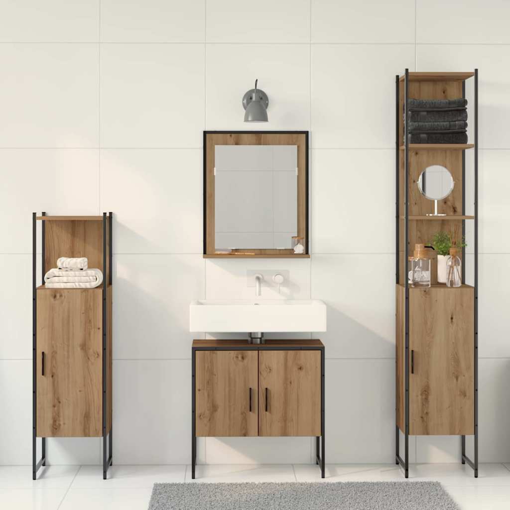 vidaXL Σετ Επίπλων Μπάνιου με αποθήκευση 4 pcs Καφέ 33 x 33 x 185.5 εκ